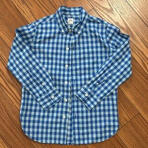 🌞Gap kids Blue Checkered Button-Up cotton dress casual Shirt size S-Regular